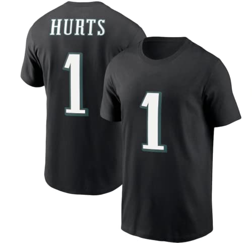 Gridiron Grip Jalen Hurts Football Shirt 100% Cotton Jersey #1 (Medium Black)