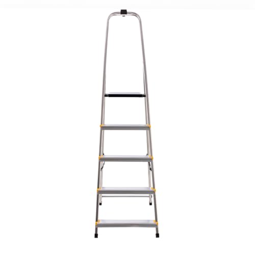 BiGDUG Aluminium Step Ladder - 5 Step Folding Ladder - Non-Slip Surface Hand Rails 5 Tread - Closed Height 1680 mm Platform Height 970 mm 2 BiGDUG Aluminium Step Ladder - 5 Step Folding Ladder - Non-Slip Surface Hand Rails 5 Tread - Closed Height 1680 mm Platform Height 970 mm - Image 2