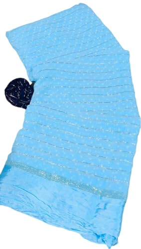 Image of Women's Pure Viscose Bandhej Print Georgette Saree with Silver Border & Blouse Peice