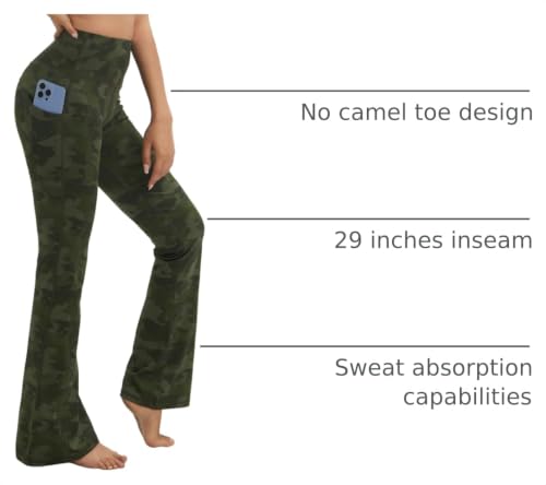 Image of BUBBLELIME Women Out Pockets High Waist Bootlegs Tummy Control Yoga Flared