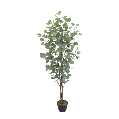 Bonerva | Eucalipto Nature 150 cm Altura | Planta Artificial con Tronco Natural | Ideal para Decorar Interiores: hogares, Negocios y hoteles