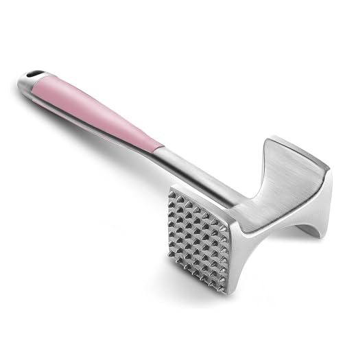 Image of KITEXPERT Meat Tenderizer Hammer with Comfortable-Grip Handle, Dual-side Mallet for Kitchen, Heavy Duty Pounder For Tenderizing Steak, Beef and Fish, Pink