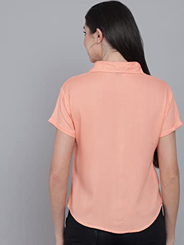 Image of FUNDAY FASHION Women's Cotton Blend Regular Fit Solid Casual Half Sleeves Shirt
