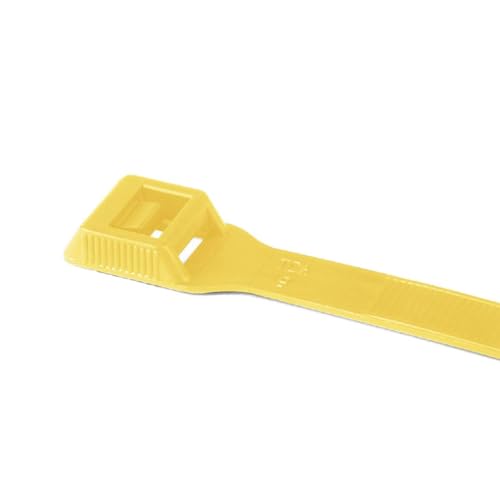 HellermannTyton Bridas de Cabeza Plana 400x9 mm,38.0-116mm,Poliamida 6.6 (PA66), Color Amarillo, Bolsa de 100 piezas