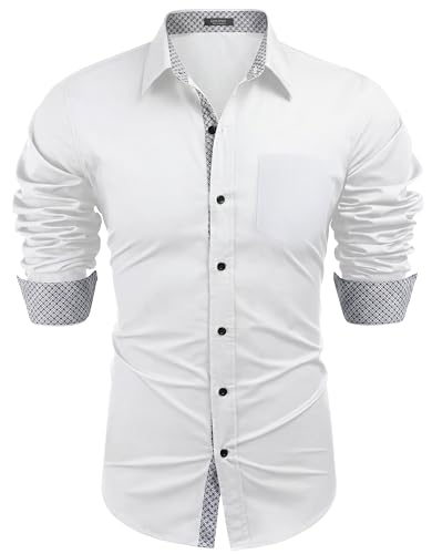 COOFANDY Mens Long Sleeve Dress Shirts Untucked Business Casual Shirts