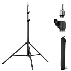 K&F Concept Light Stand for Photography, 7.5ft/2.3M Portable Extendable Photo Video Tripod Stand, Lighting Tripod with 1/4″ Screw for Lighting/Strobe Light/Webcams/Cameras/Softbox, with Storage Bag