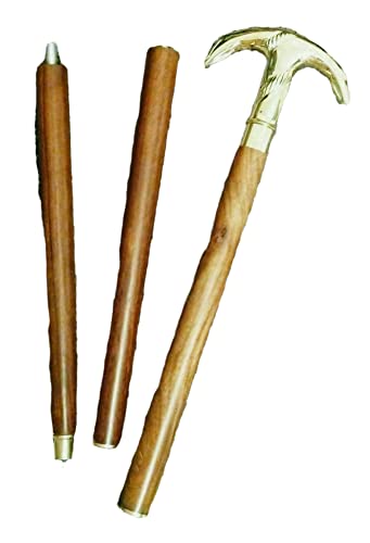 Antique Anchor Walking Cane Wooden Vintage Style Solid Brown Walking Stick Brass Golden Floral Handle Knob Gift Unique Decorative Design Derby Canes Medieval Replicas Wooden Seniors Walking Sticks