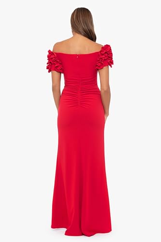 Xscape Women's Off The Shoulder Ruffle Scuba Crepe Floor Length Long Dress3