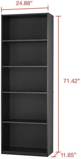 Mainstay` 71" 5-Shelf Standard Bookcase (Black)