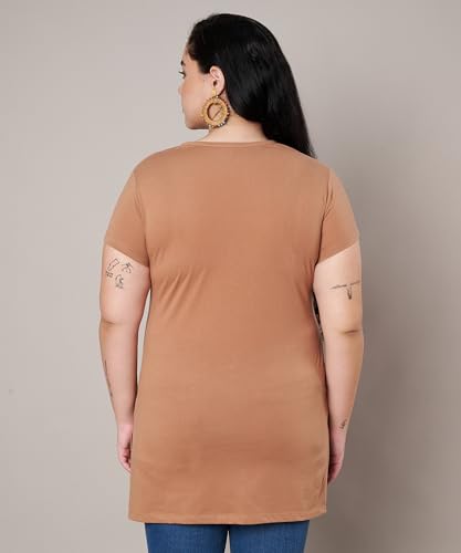 Image of Women Printed Cotton Tshirt with Side Slits & Pocket