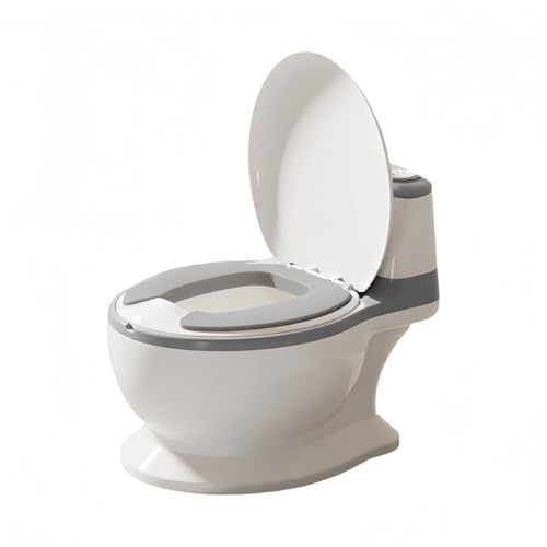 samchu子供用擬似沖水音付き便器 赤ちゃん女の子用小トイレストール 尿器 男女共通子供用トイレ訓練用品 (便器の洗浄音,グレー)