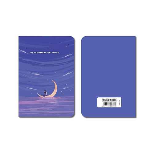 Image of FACTOR NOTES A6 Notebook (Moon Rider) | Ruled, 160 Pages, 90 GSM Thick Paper | Cute Aesthetic Notebook for Women