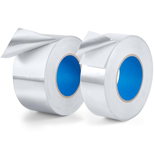 Image of Nuanchu 2 Pcs Aluminum Foil Tape 3.9 Mil 2 Inch x 216 ft +3 Inch x 216 ft Aluminum Tape for HVAC, Metal and Pipe Repair, Ductwork, Exhaust Pipe, Insulation, Dryer Vent, Waterproof and Heat-Resistant