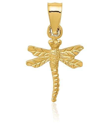 IceCarats 14K Solid Yellow Gold Dragonfly Necklace Chain Pendant Charm3