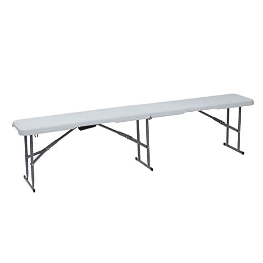 Banco Plegable Rectangular, 180 x 28 x 43 cm, color blanco (Tenco TG183)