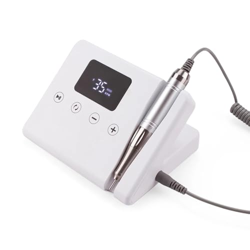 Professional E File Nail Drill Machine Portable 35000rpm Desktop Use Coreless Motor Strong Electronic Nail Sander Manicure Pedicure Set Machine (White)