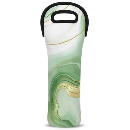 Neoprene Wine Tote Carrier Bag for Wine,Water, Champagne, Beer, Baby Bottles 15.6 x 5.1 Inches, Protective Wine Bag,Green