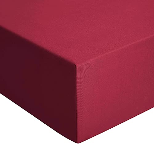 Aisbo Drap housse une place et demie avec angles couleur unie été 140 x 190 x 30 cm Rouge Cover
