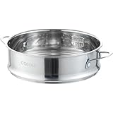 CAROTE カローテ せいろ蒸し器 20cm ステンレス 重ねて使える フライパン用せいろ 蒸篭 セイロ 蒸し料理 ガス火・IH対応 洗いやすい 食洗機対応 蓋なし 304食品グレードステンレス 片手鍋用せいろ 両手鍋用せいろ 握りやすい取っ手があり 一年保証