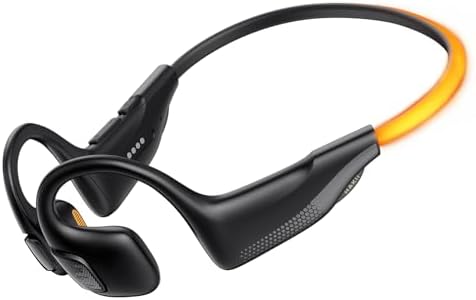 HAKII Light 2 Open Ear Headphones, IPX5 Wireless Bluetooth Earphones with 180° Ultra-Bright Beacon String, 16H Playtime, Sport Headphones for Running, Fitness, Cycling, Outdoor - Orange