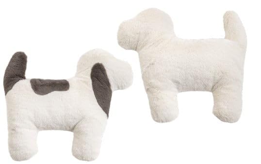 MAGMA Kissen Bello Plüsch Hundeform Ecru braun 40x34cm