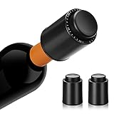 Bchetto Vacuum Wine Stoppers, Wine Bottle Stopper,Keep Wine Fresh with Date Markers, Reusable Bottle Sealer with silicon,2 Pack