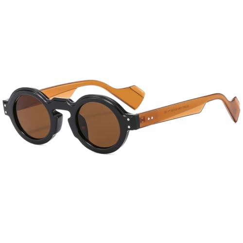 Lunettes de soleil rondes bicolores style punk rétro pour vos festivals et sorties mode urbaines