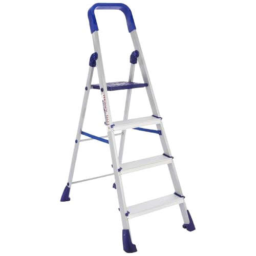 SAY® ClimbEase Aluminium Folding Ladder 4 Step Heavy Duty 150kg L...