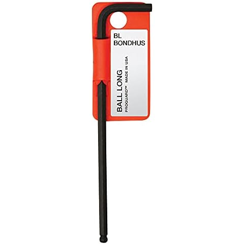 Bondhus 15749 1.27mm Ball End Tip Hex Key L-Wrench with ProGuard Finish, Tagged and Barcoded, Long Arm, Black Cover