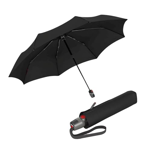 Knirps T.200 Duomatic Compact Rain Umbrella in Black– Wind Tunnel Tested to 93 mph, Aluminum Steel Fiberglass Frame, 38in Canopy, OEKO-TEX, High-Performance Automatic Travel Umbrellas