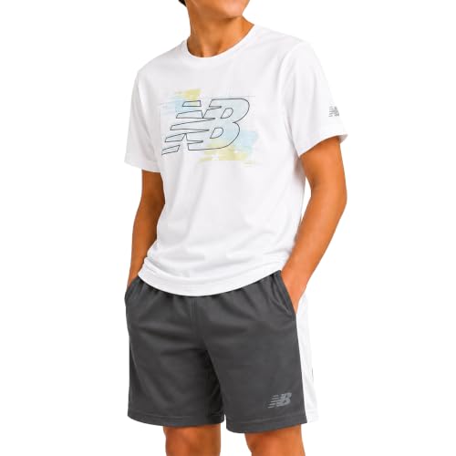 Image of New Balance Boys Short Sets - 2 Piece Active Performance Athletic Shirt and Kids Basketball Gym Shorts for Boys (8-12)