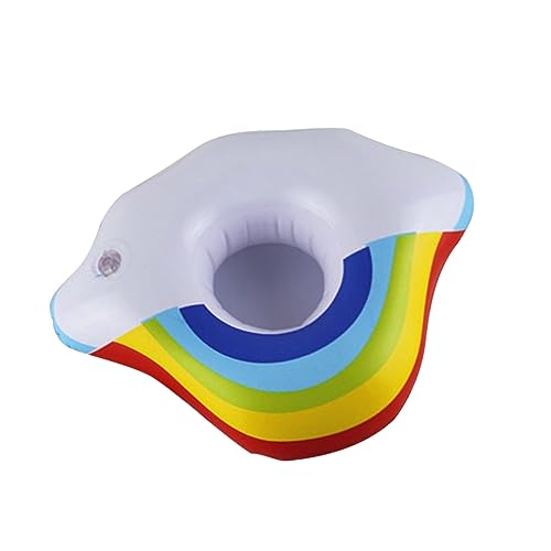 BESTonZON 4piezas Posavasos Inflables De Nube Arcoíris Soportes para Vasos y Bebidas Posavasos Flotantes De Dibujos Animados para Uso Playa y Piscina Portavasos De PVC