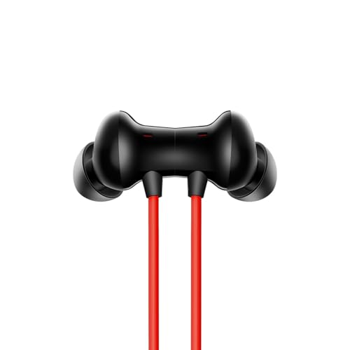 Image of Original Feather Fit Compatible with OnePlus Z3 Wireless Earphones Youth Edition - Bluetooth Neckband with Mic 12.4mm Drivers IP55 with 12.4mm Drivers (Black & red)