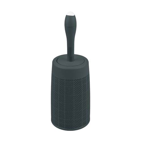 Image of Addis Faux Hessian Round Plastic Toilet Brush Set with Internal Detergent Injection System, Charcoal Dark Grey, One Size
