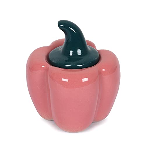 Image of QIMACPLUS Ceramic Capsicum Decorative Pickle Jar| Food Storage Jar | Multipurpose aachar, masala Jar For kitchen and Dining table 500 ML set of 1 Pink