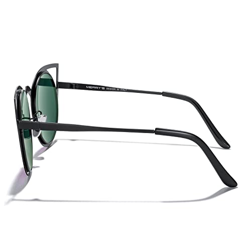 MERRY'S Cat Eye Sunglasses Round Metal Cut-Out Flash Mirror Lens Sun glasses S80643