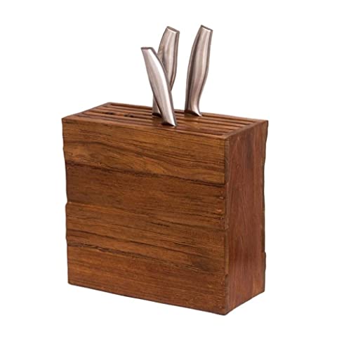 PAREKS Bloc à couteaux rétro en bois - Grande capacité - Rangement et placement pour couteaux de cuisine