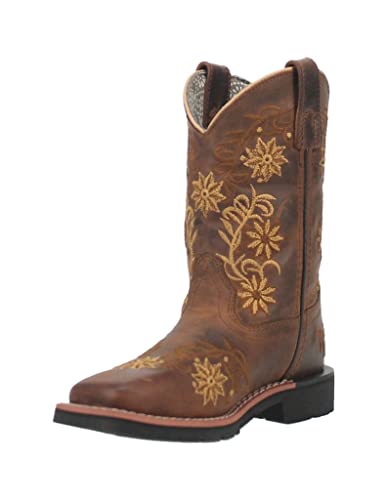 Dan Post Girls' Gardenia Embroidered Floral Western Boot Broad Square Toe - Dpc3942