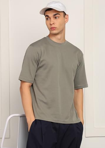 Image of Alan Jones Clothing Men's Oversized Solid T-Shirt | Premium Heavy Fabric | Crew Neck Casual Wear