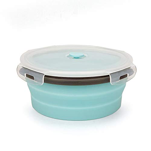 Cartints 1200Ml Large Collapsible Meal Prep Containers, Reusable Silicone Food Storage Containers, Stackable Fridge Storage Containers, With Leakproof Lids, Microwave And Freezer Safe, Blue #TOP1