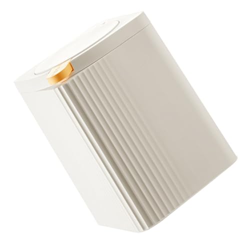 Caneca de basura pequeña blanca con tapa de plástico
