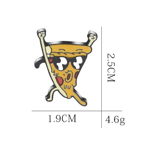 Image of Pizza Wearing Sunglasses Awesome Brooch Cartoon Enamel Brooch Pin Jacket Lapel Metal Pins Brooches Badges Exquisite Jewelry Accessories