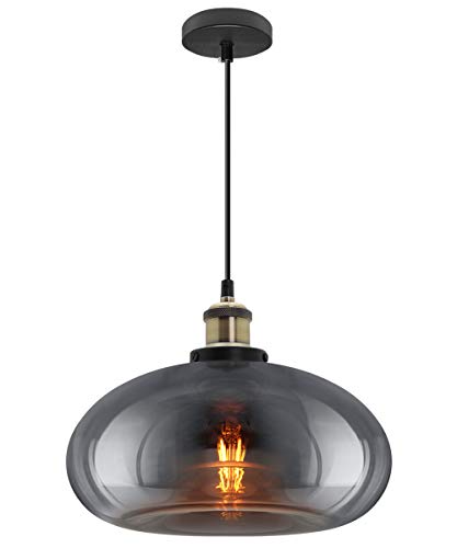 Long Life Lamp Company Modern Vintage Glass Dome Ceiling Pendant Light Shade Grey Antique Holder M0198-F - Cosy Home Interiors Long Life Lamp Company Modern Vintage Glass Dome Ceiling Pendant Light Shade Grey Antique Holder M0198-F - Image 2