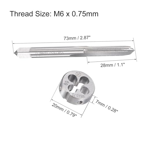 MACHSWON M6x0.75mm Metric Tap and Die Set,Machine Thread Screw Tap with Round Threading Die,Tap & Die Kit for Nut Screw Bolt Thread Repair - Image 2
