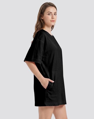Image of VIUTIL Womens Oversized T Shirt Dress Short Sleeve Crewneck Cotton Mini Dress with Pockets 2026 Casual Summer Clothes