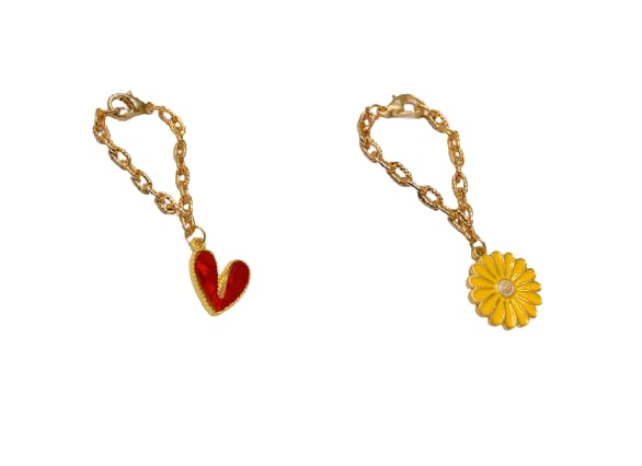 Morel Sturdy Rose Gold Chain Watch Charm Combo of Red Heart Shaped and Sunflower Floral Pendant, Watch Charm, Watch Accessories, Pack of 2 (B09YBJB53V) Amazon Price History, Amazon Price Tracker