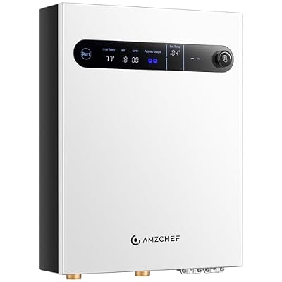AMZCHEF Tankless Water Heater Electric 27kW 240V on Demand Instant Endless Water Heater with LED Temperature Display for Residential Whole House Shower, Space Saving,CSA Certificated, Ipx4