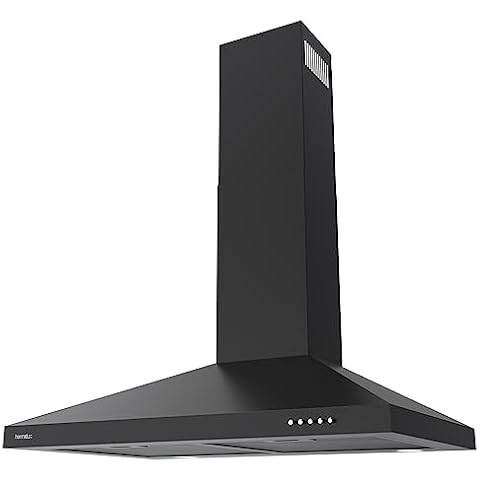 Hermitlux Range Hood 30 inch, Wall Mount Vent Hood for Kitchen with Charcoal Filter, Range Hoods with Ducted/Ductless Convertible, Black Cover