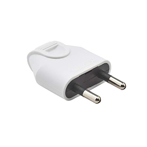 Debflex 713010 Prise 250 V 2P Electrique Fiche Male Broche D.4mm Protegees Sortie Droite à Coiffe - Blanc