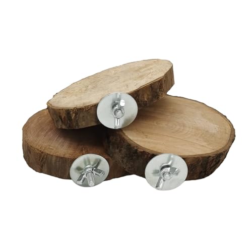 Image of Hamiledyi Perch Platform for Bird Cage,Natural Round Wooden Stand Platform Bird Toy for Canary Parakeet Cockatiel Parrot Budgie Sparrow(3 Pcs)